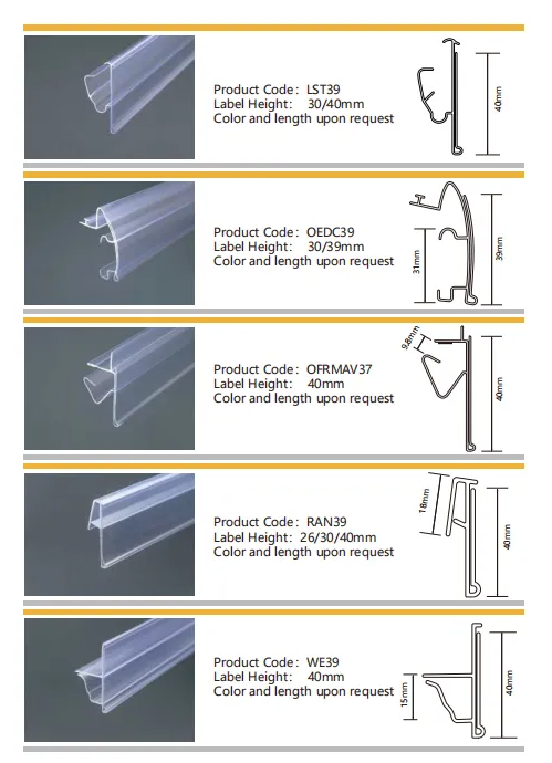Plastic PVC Extrusion Data Strip Price Tag Holder Label Holder price Holder Shelf Talker Sign   